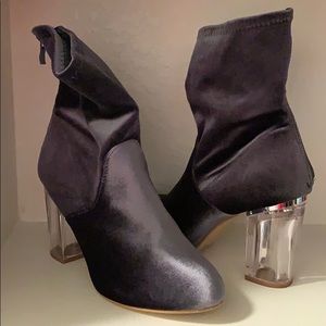 Silver Velvet Booties